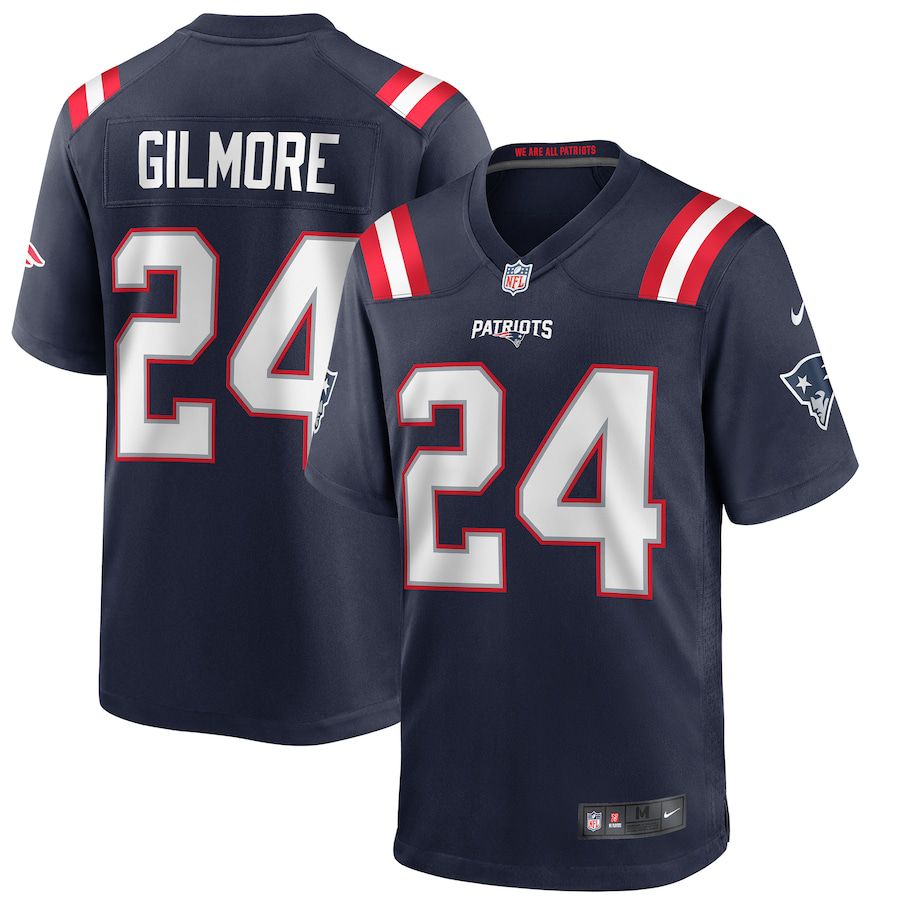 Men New England Patriots #24 Stephon Gilmore Nike Navy Game NFL Jersey